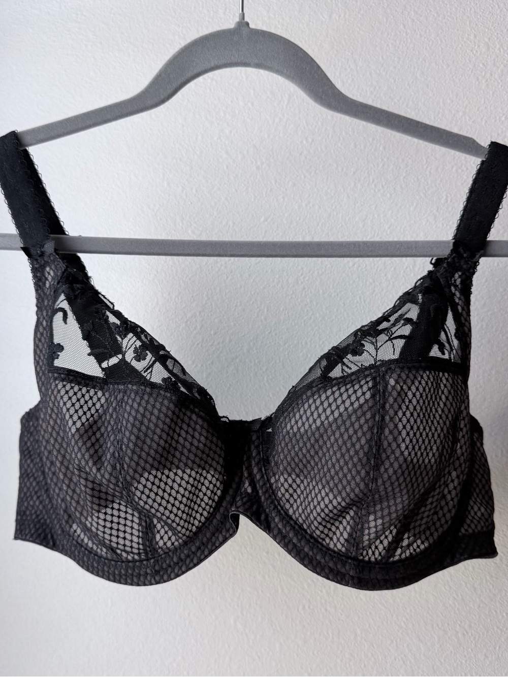 Elomi Black Sheer Lace Underwire Bra - Convertible to Racerback